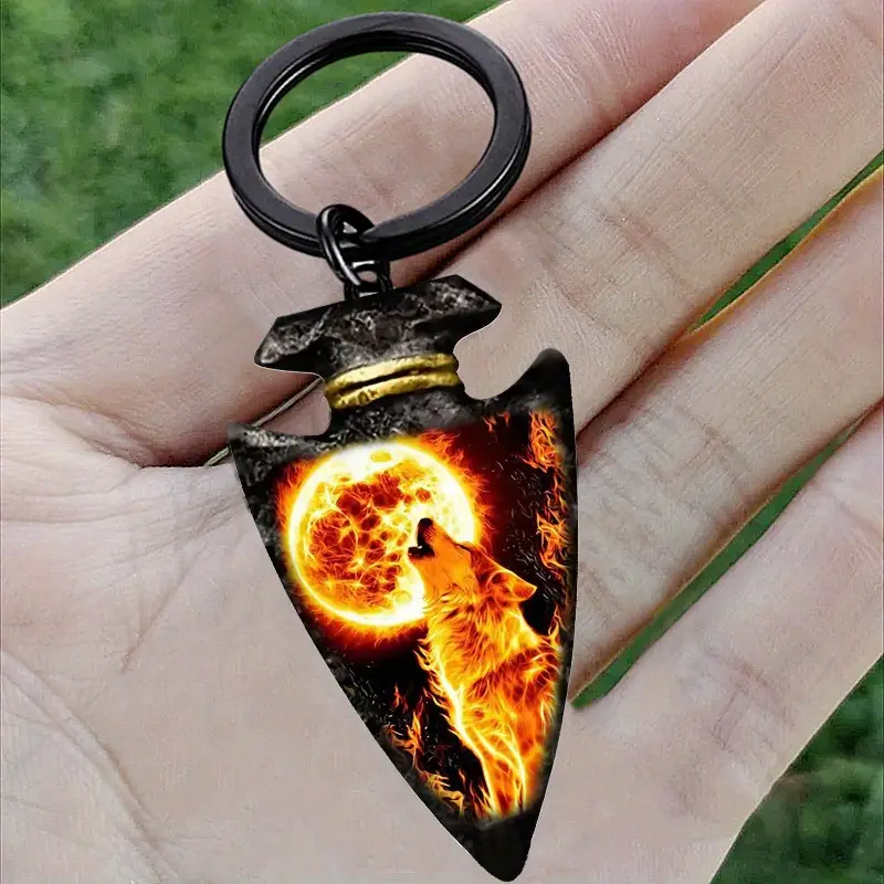Fashionable Anime Fire Wolf King Keychain Ornaments For Men, Holiday Party  Anniversary Gifts For Friends And Partners