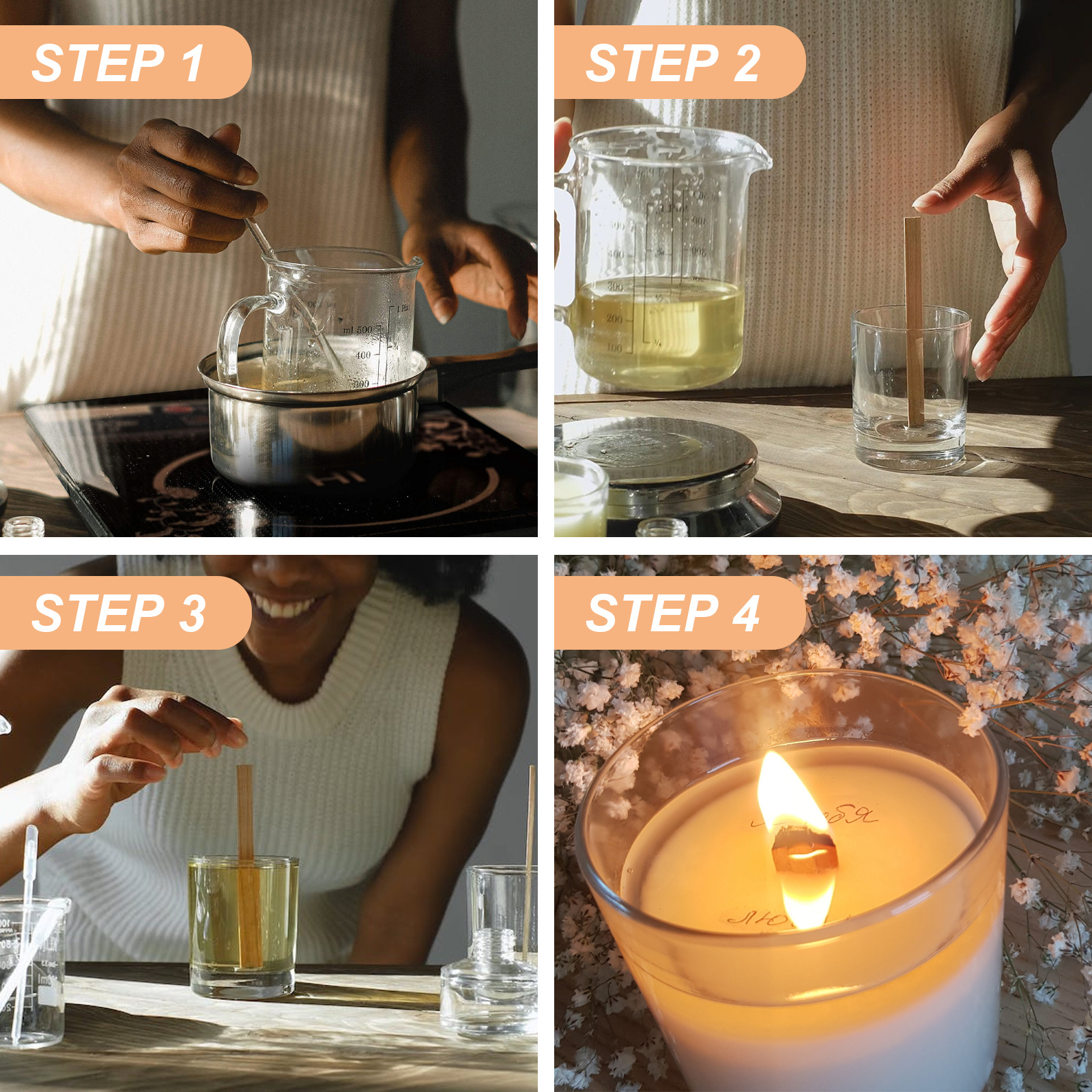 Smokeless Candle Wick Wicks For Soy Candles Eco Pretabbed - Temu
