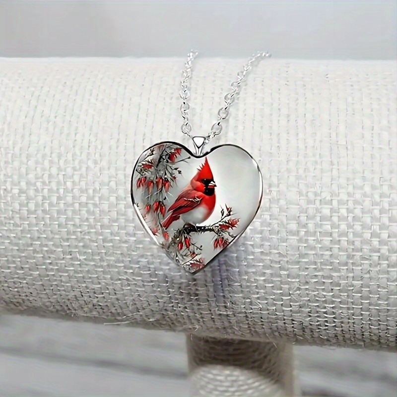1pc creative and exquisite heart shaped bird pattern alloy pendant necklace gift decoration accessories fashion anniversary commemorative jewelry gifts details 2