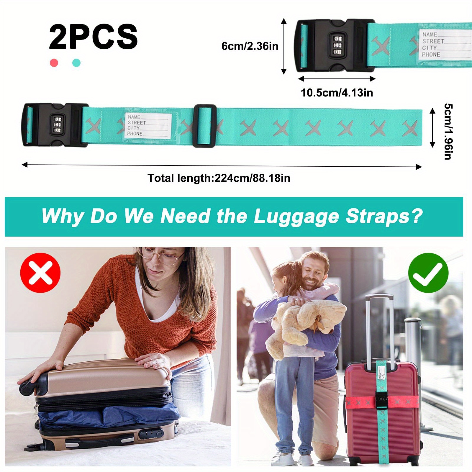 Luggage Straps Suitcase Adjustable Travel Packing Belt - Temu