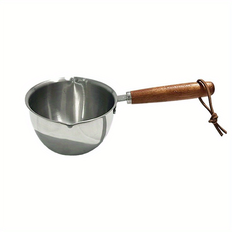 1PC Stainless Steel Oil Sprinkling Small Pot with Wooden Handle