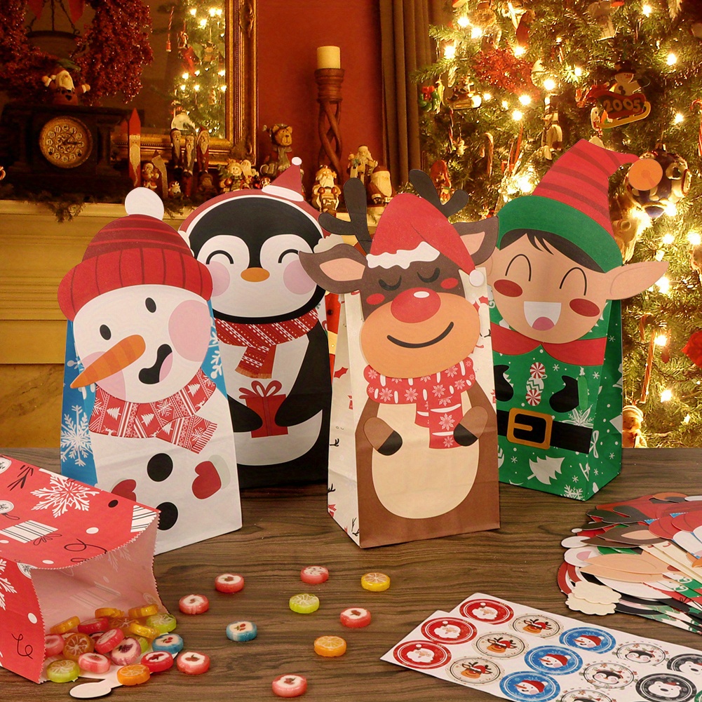 24pcs christmas goody bags die cut pattern small christmas Temu