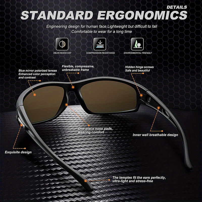 2pcs Trendy Premium Polarized Wrap Around Sunglasses With Straps