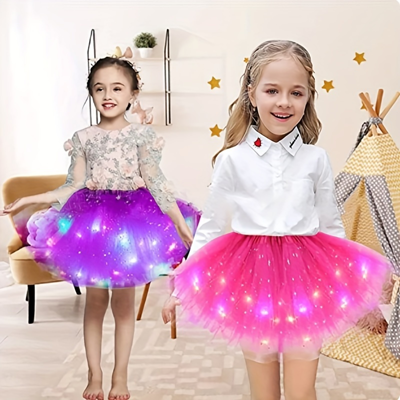 1pc LED Glowing Light Fleur Princesse Tutu Jupes Fée Costume
