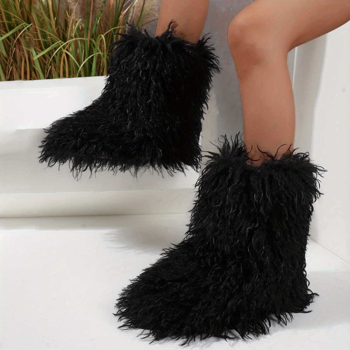 Faux fur fuzzy on sale boots