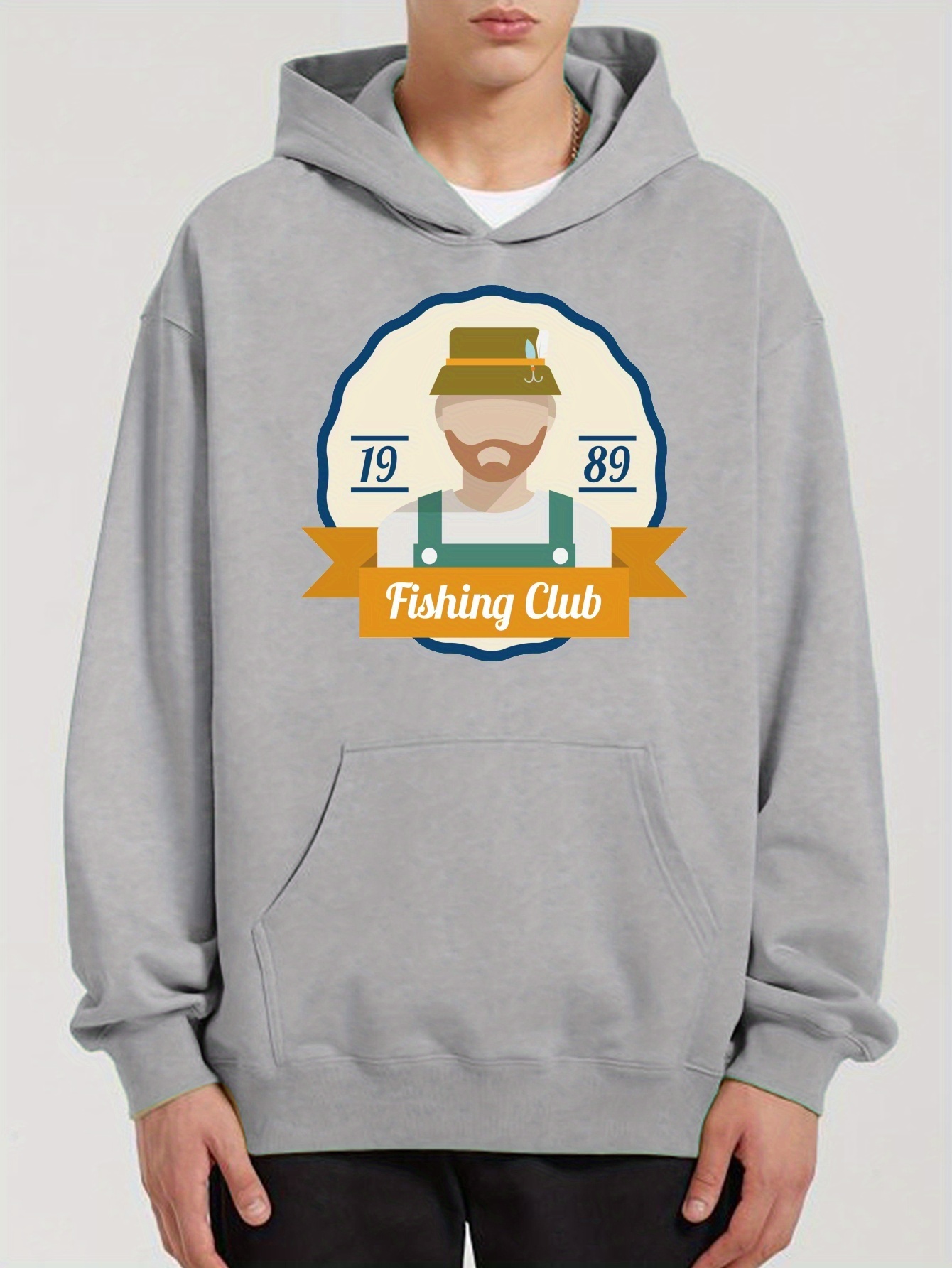 Fishing Club Print Hoodie Cool Hoodies Men Men's Casual - Temu