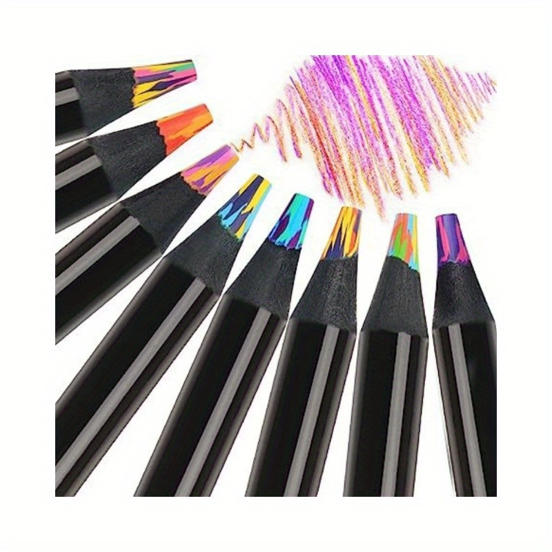 New 8 Colors Black Wood Rainbow Pencil Rainbow Pencil - Temu