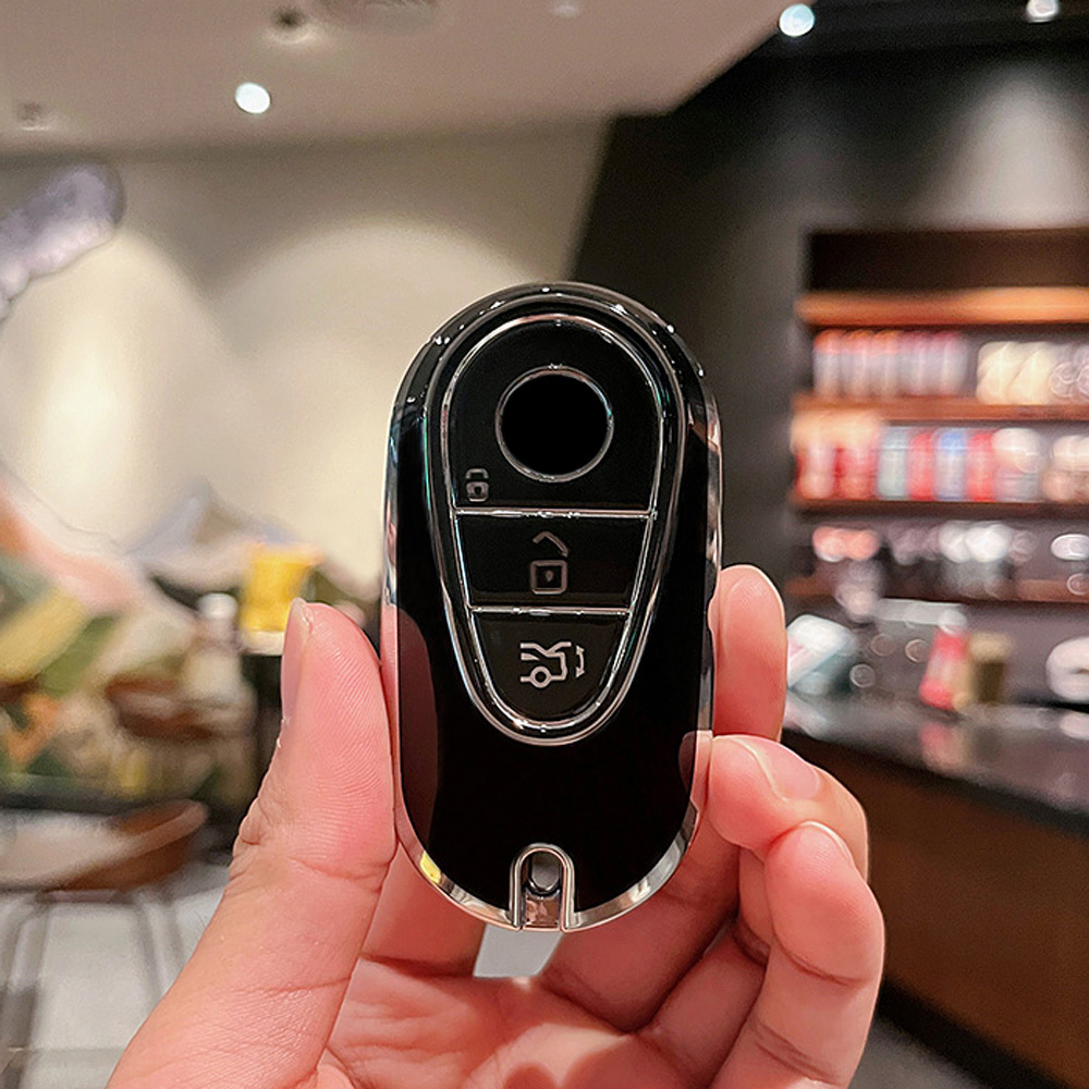 Hochwertige Leder Auto Schlüssel Abdeckung Fall Shell Tasche  Schutzschlüssel kompatibel mit Mercedes Benz 2017 E-Klasse W213 2018 S  Klasse Zubehör