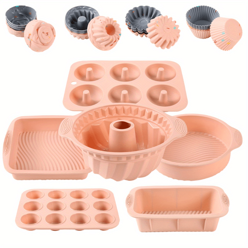 29Pcs Silicone Molds Silicone Cupcake Baking Cups Silicone Baking Pan Set  NEW