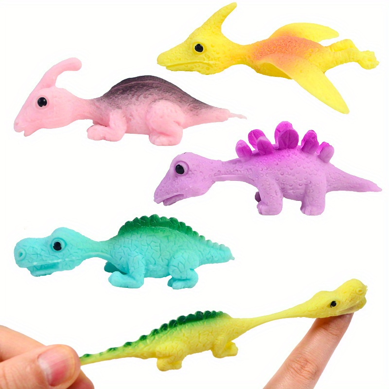 10Pcs Cartoon Dinosaur Catapult Toys Soft TPR Mini Dinosaur Model