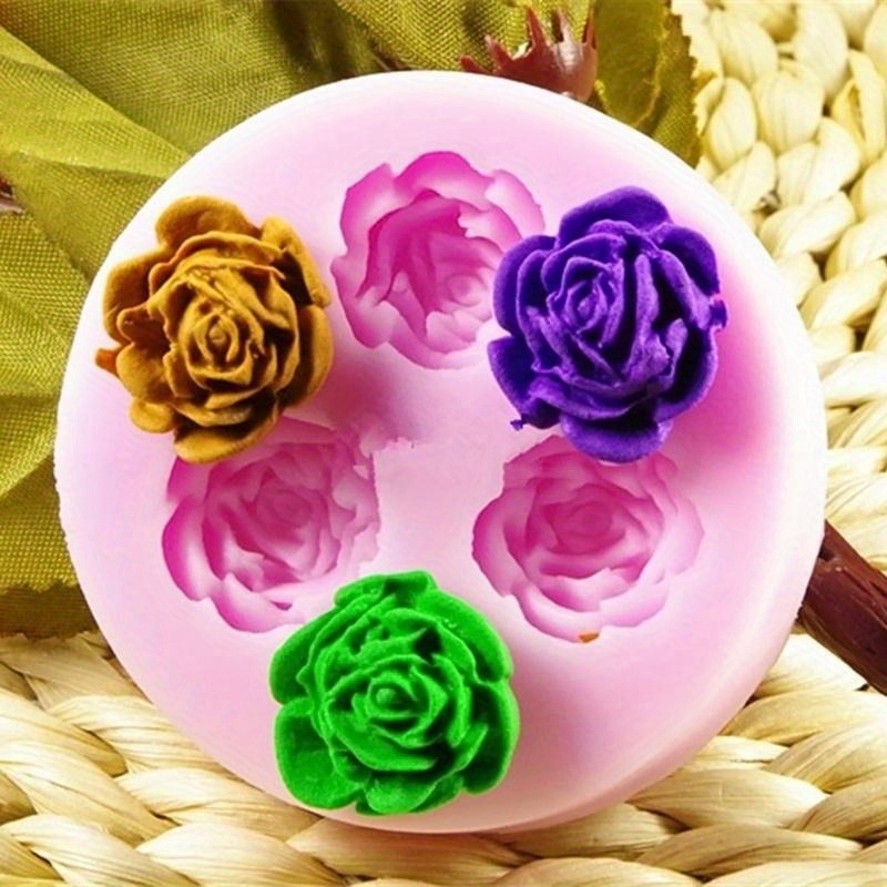 2 moldes cuadrados de silicona para fondant de flores de rosas, moldes de  chocolate hechos a mano para manualidades, manualidades, jabón, velas