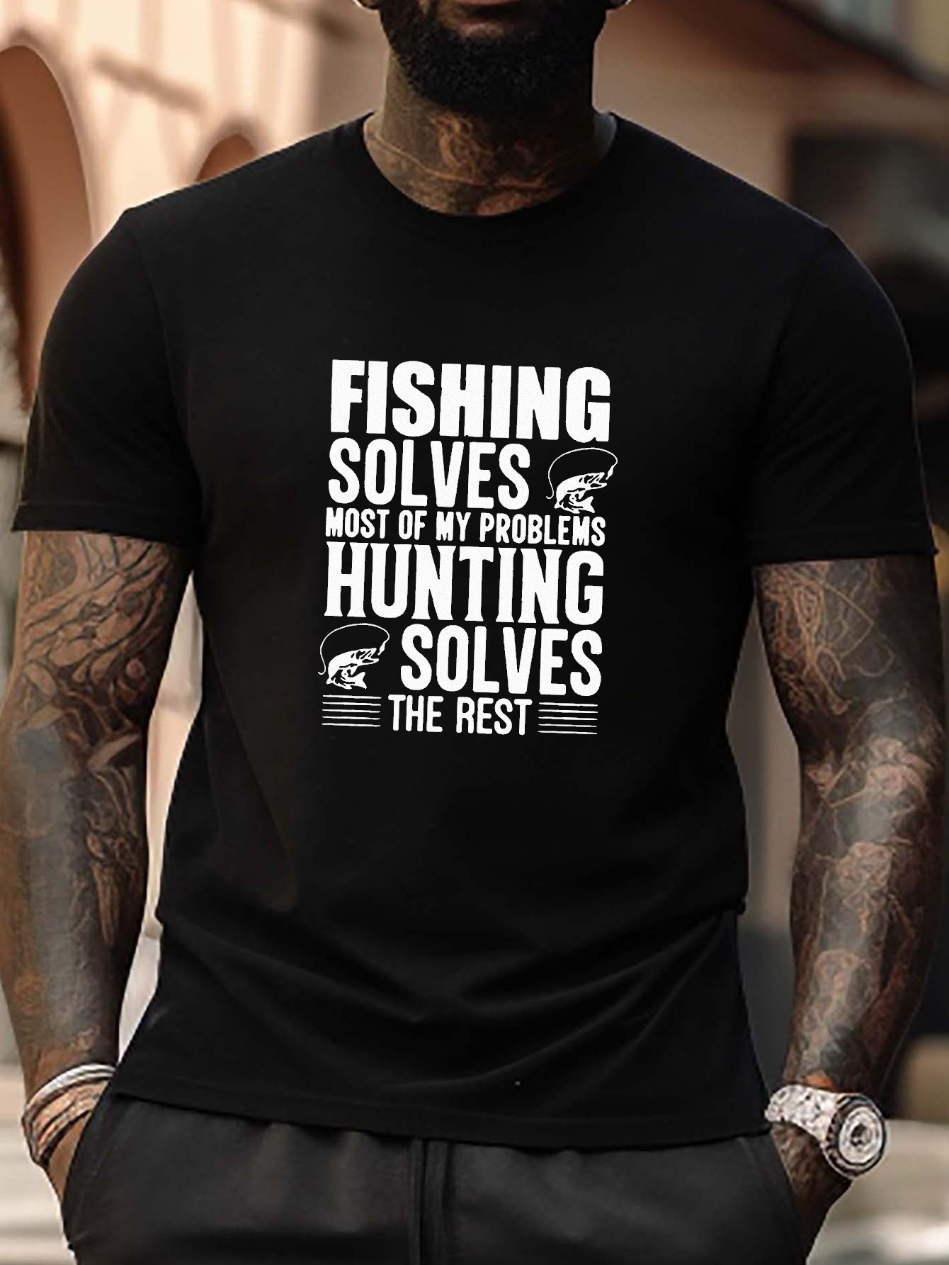 Fishing Letter Print Men's Retro T shirt Summer Outdoor Gift - Temu