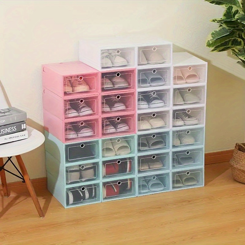 3pcs Foldable Shoe Box Push Drawer Type Storage Organizer Shoe Box