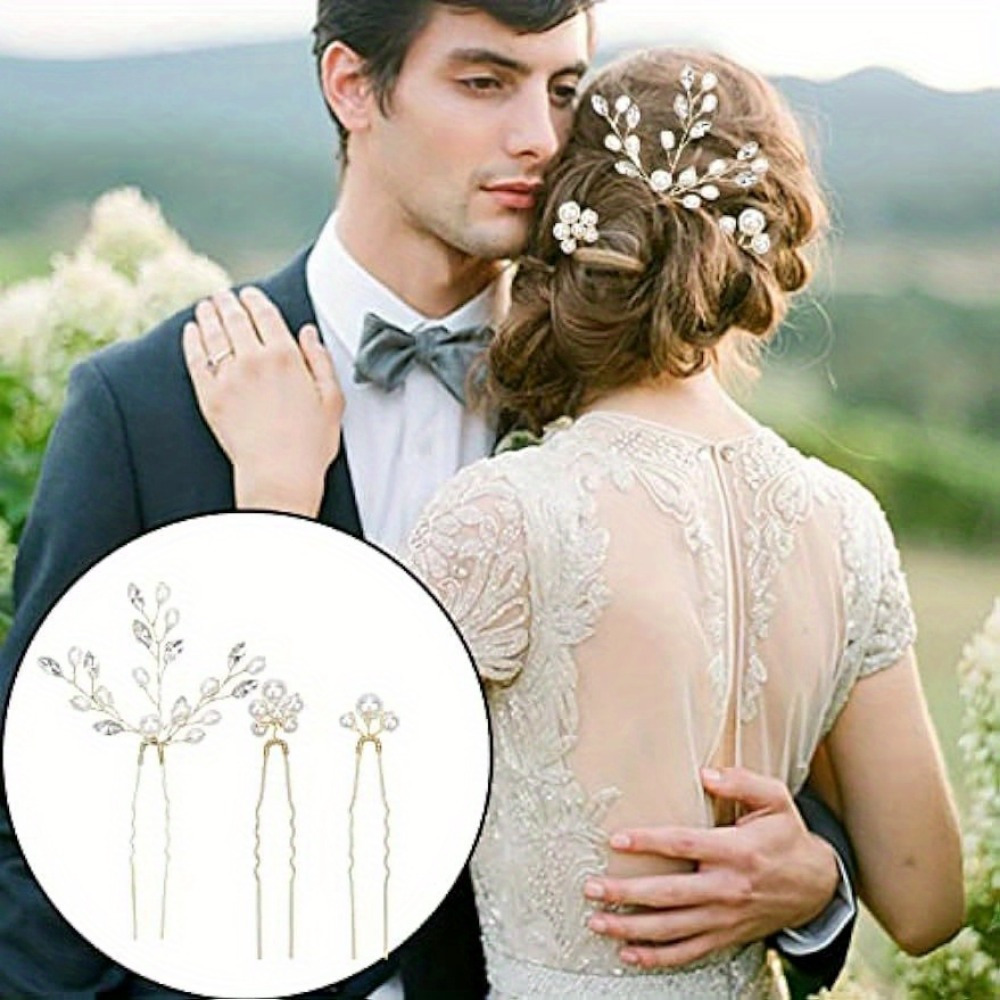 Flower Decor Bridal Wedding Hair Combs Faux Pearl Hair Pins - Temu