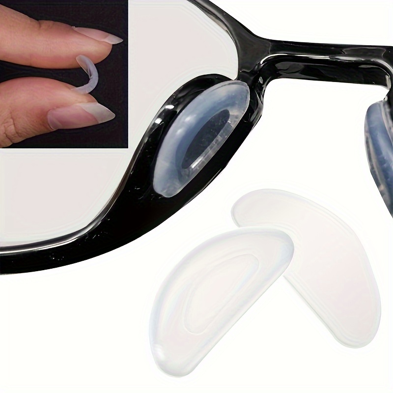 10 pares de almohadillas nasales (transparentes) para gafas, almohadillas  para la nariz con adhesivo de silicona suave, almohadillas nasales  antideslizantes de la cámara de aire para marcos de plástico completos