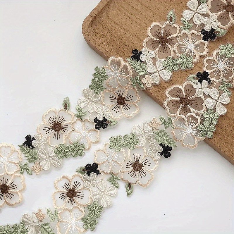 2 Yards Daisy Embroidered Lace Trim Ribbon Diy Sewing - Temu