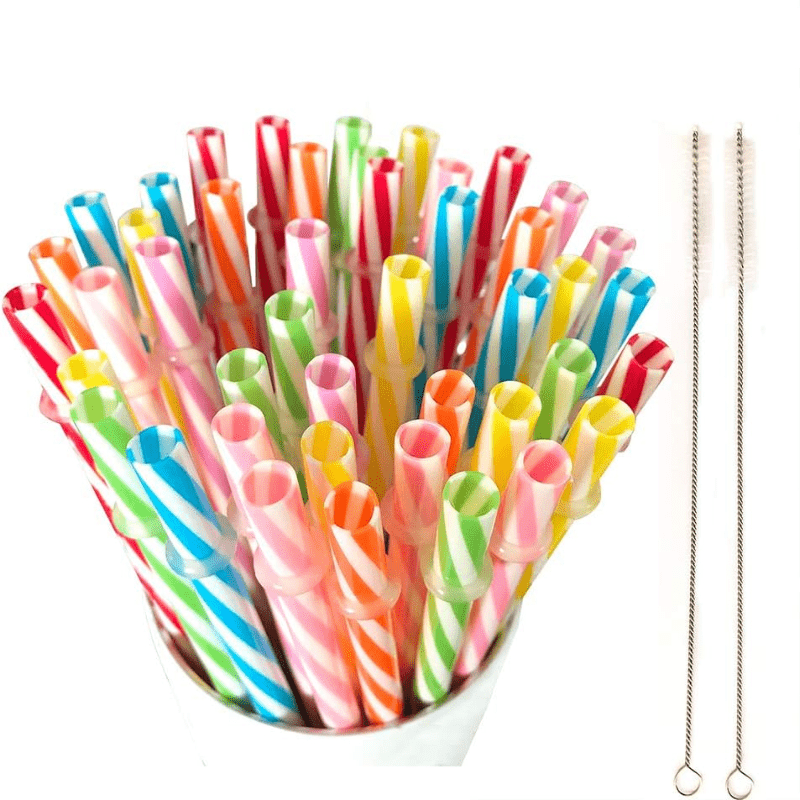 Hard Plastic Reusable Straws With Cleaning Brush 8. Long - Temu