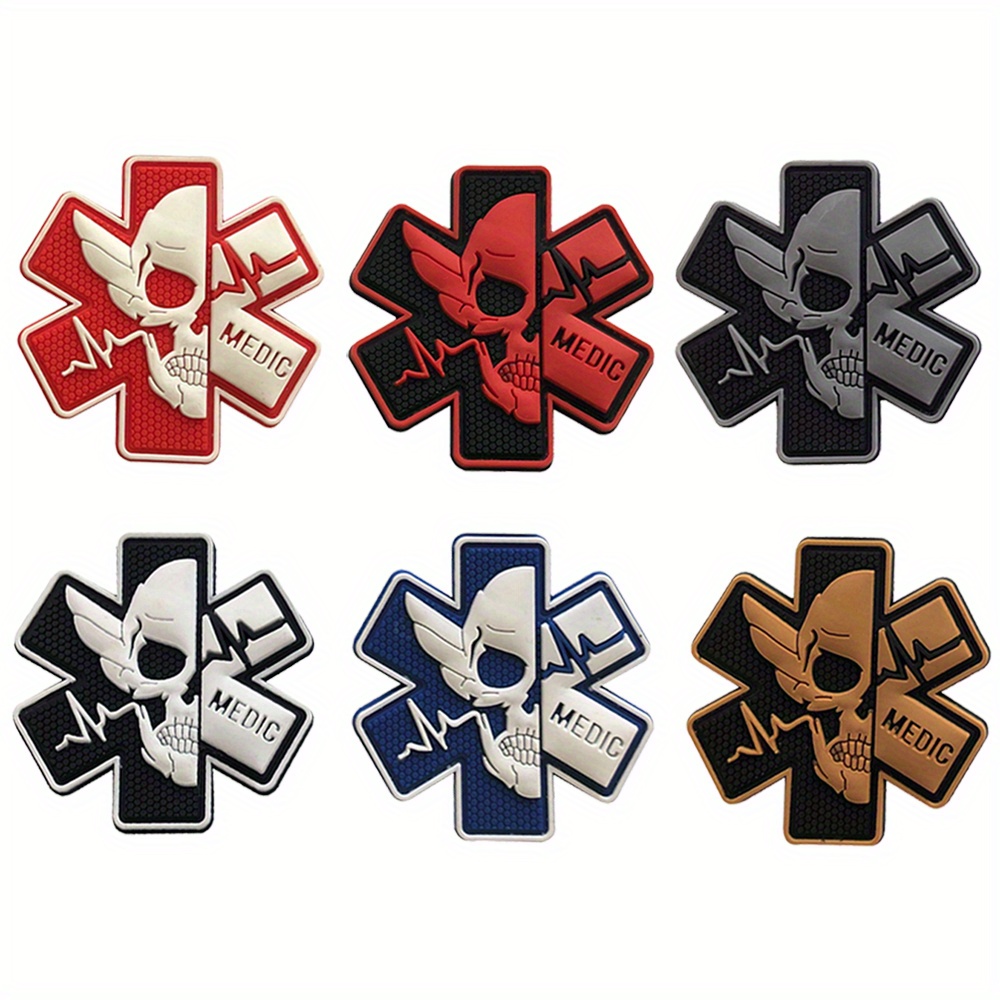 MEDIC Skull Tactical Military Patches PARAMEDIC Decorative Reflective  Medical EMT MED bags Embroidery Badges