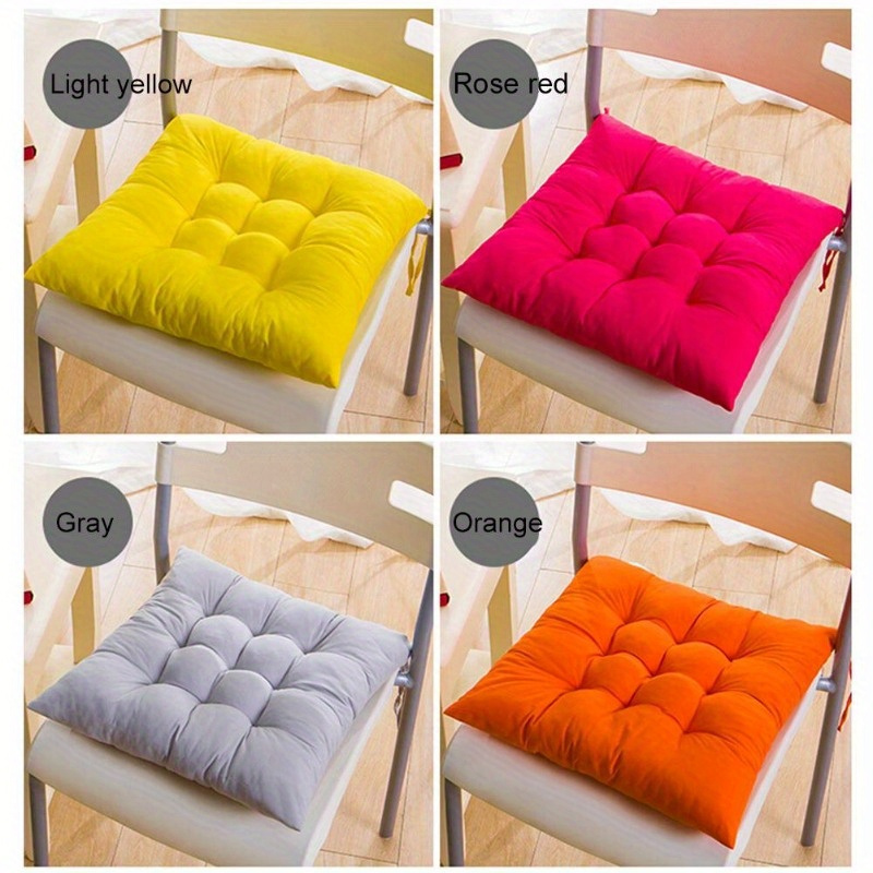 4Pcs Chair Cushion Pads Pillow Soft Tie On Square Sitting Mats For Home  Office Car Sitting Travel
