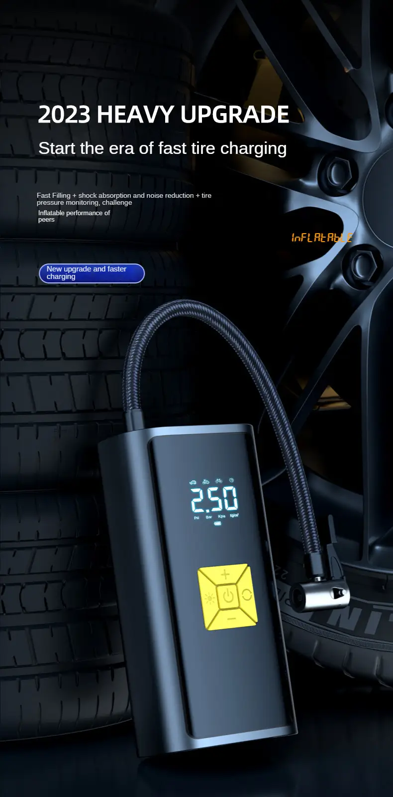 car inflatable pump small portable tire pump multifunctional electric air pump details 2