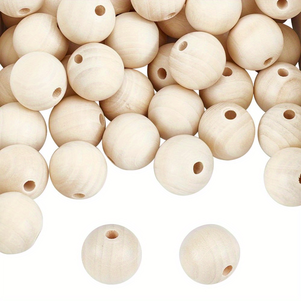100pcs 20mm Wood Round Beads, Natural Round Wooden Loose Beads With Hole,  Wood Spacer Beads Wooden Decorative Ball Beads For Craft DIY Jewelry Neckla