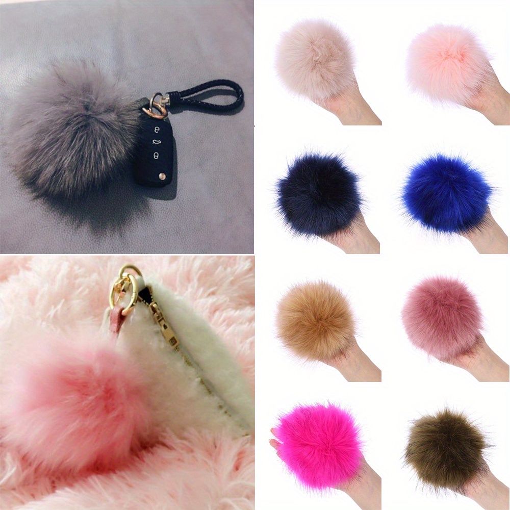 12pcs/set 3.94 Imitation Faux Fur Pom Poms For Beanies Three Colors DIY  Hat Accessories Beanie Decorations For Women Girls