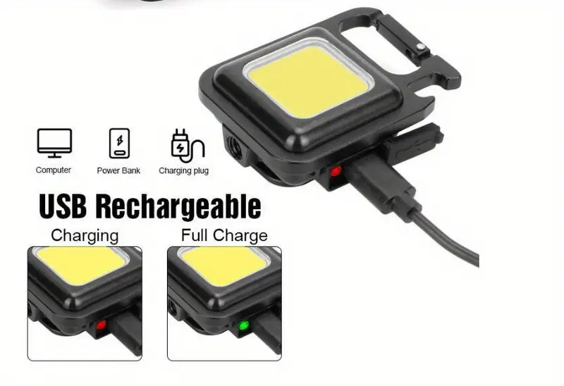 1pc usb charging cob work light portable multifunctional flashlight keychain light waterproof outdoor mini light details 0