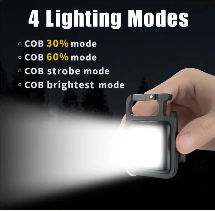 1pc usb charging cob work light portable multifunctional flashlight keychain light waterproof outdoor mini light details 4