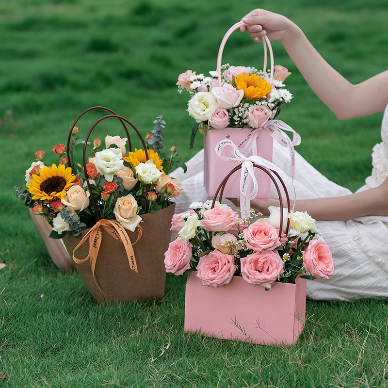 10 bolsas transparentes para ramo de flores con asa, bolsas de embalaje  transparentes para regalo de floristería, regalos de fiesta, ropa de  dulces