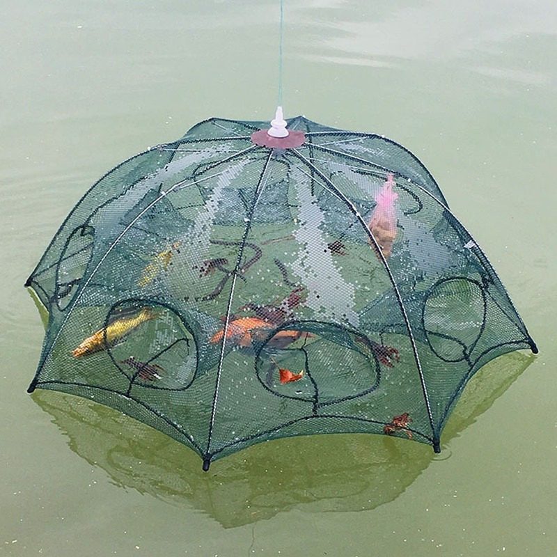 16 Holes Bait Trap Folding Crab Trap Net / Umbrella Fish Trap
