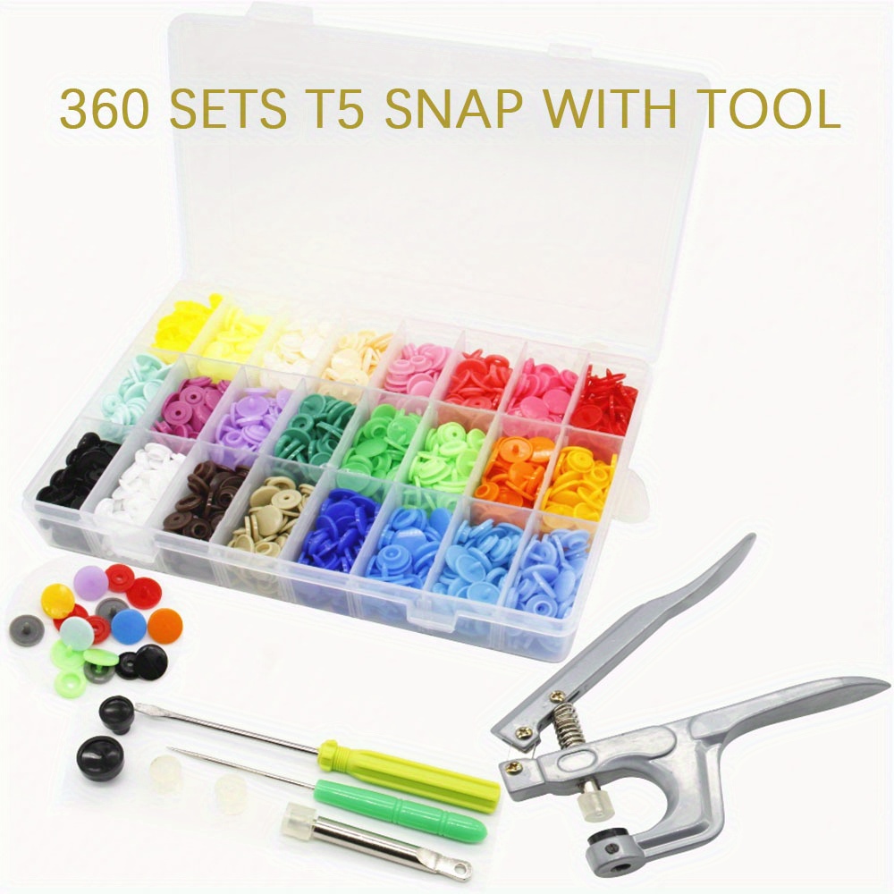 360 Sets T5 Plastic Snap Button with Snaps Pliers Tool Kit & Organizer  Containers,Easy Replacing Snaps,DIY Color buttons - AliExpress