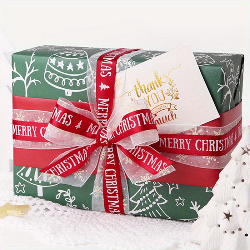 Christmas Polyester Ribbon Red Gift Box Packaging Ribbon - Temu