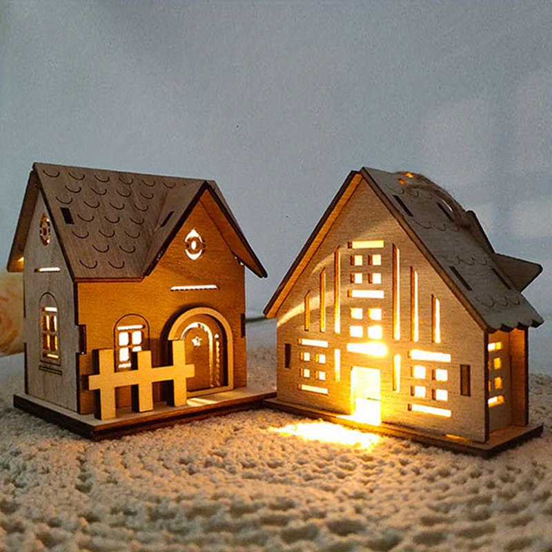 Christmas Wooden Shining Wooden Cabin Family Toy Wooden - Temu Australia