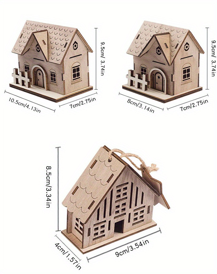 Christmas Wooden Shining Wooden Cabin Family Toy Wooden - Temu Australia