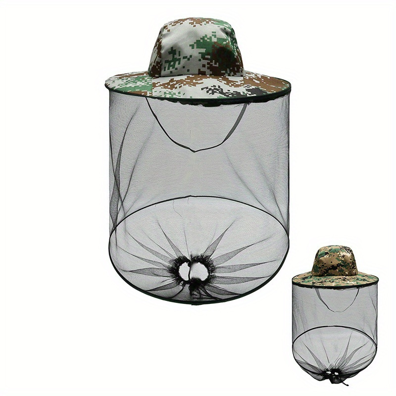 1pc Mens Bucket Hat With Net Mesh Summer Anti Mosquito Sun