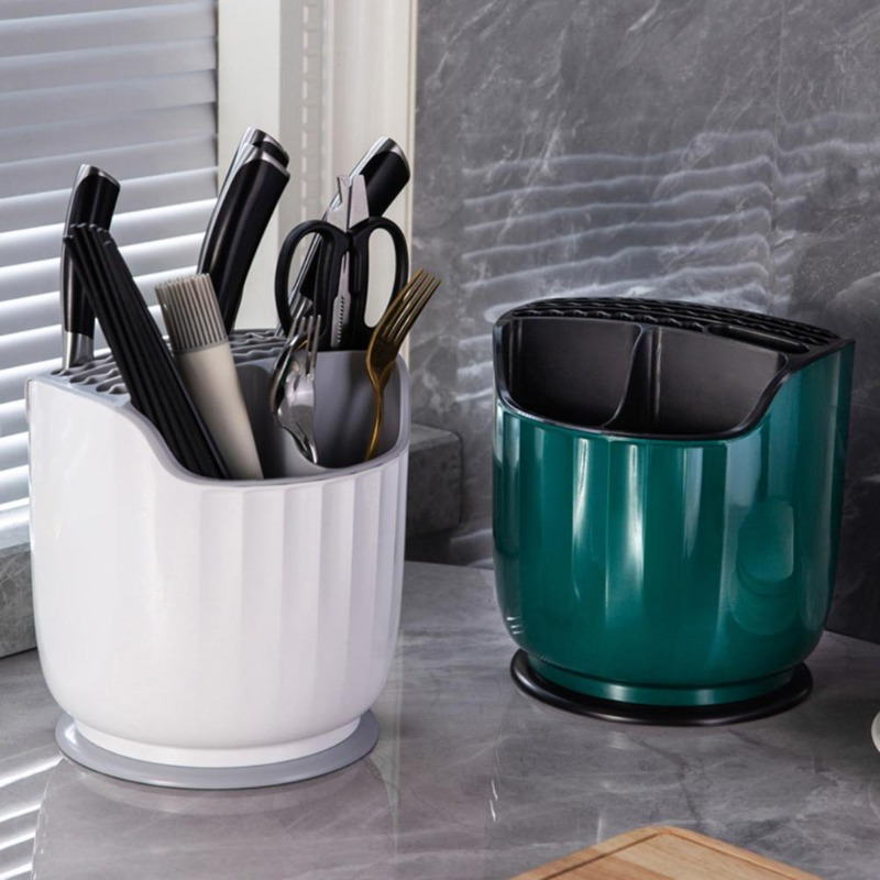 Double Cutlery Holder, Ceramic Silverware Container , Kitchen