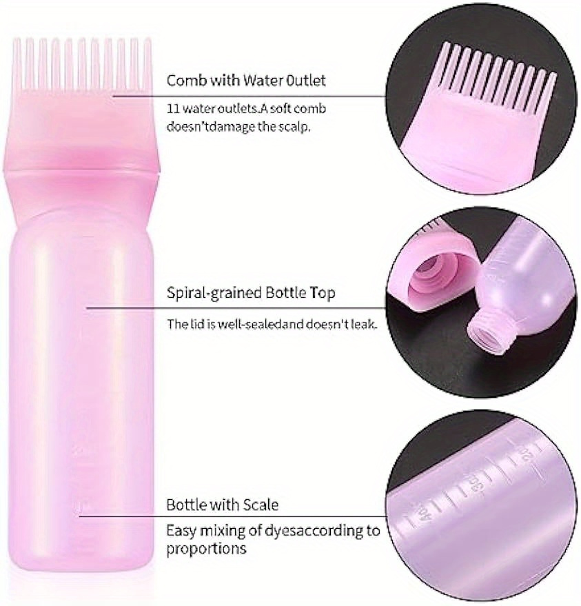 Root Comb Applicator Bottle , Hair Oil Applicator,3 Pcs Simple