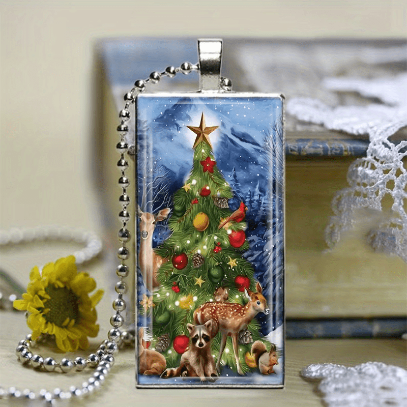 1pc Alloy Ancient Silver Christmas Tree Decoration Pendant Santa Key Chain  And Christmas Decoration Accessories