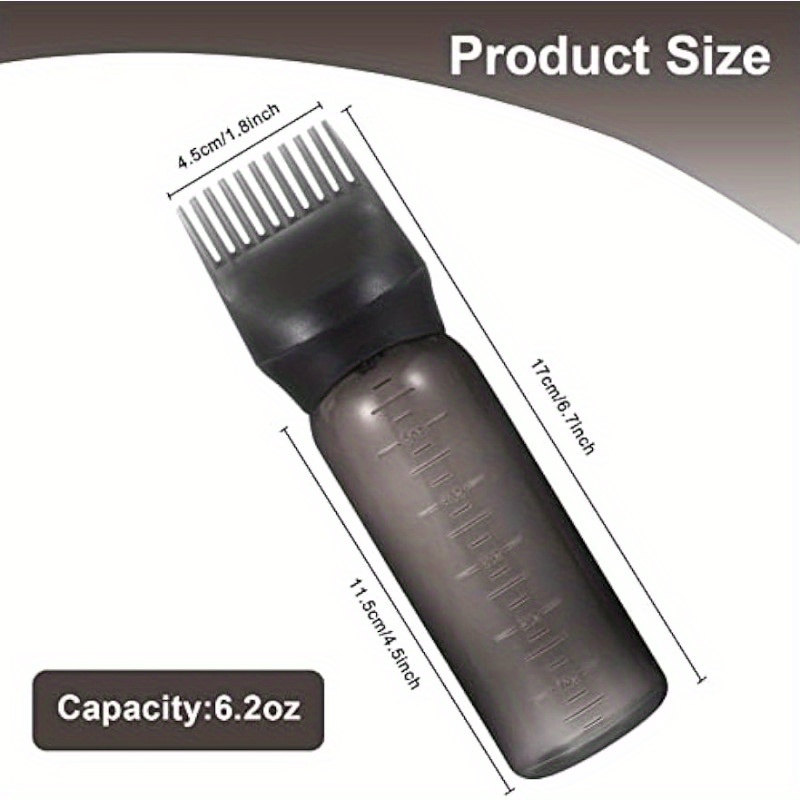 2 Pack Root Comb Applicator Bottle, 6 Ounce Oil Applicator for Hair Dye,  Black Hair Oiling Bottle Applicator Brush with Graduated Scale