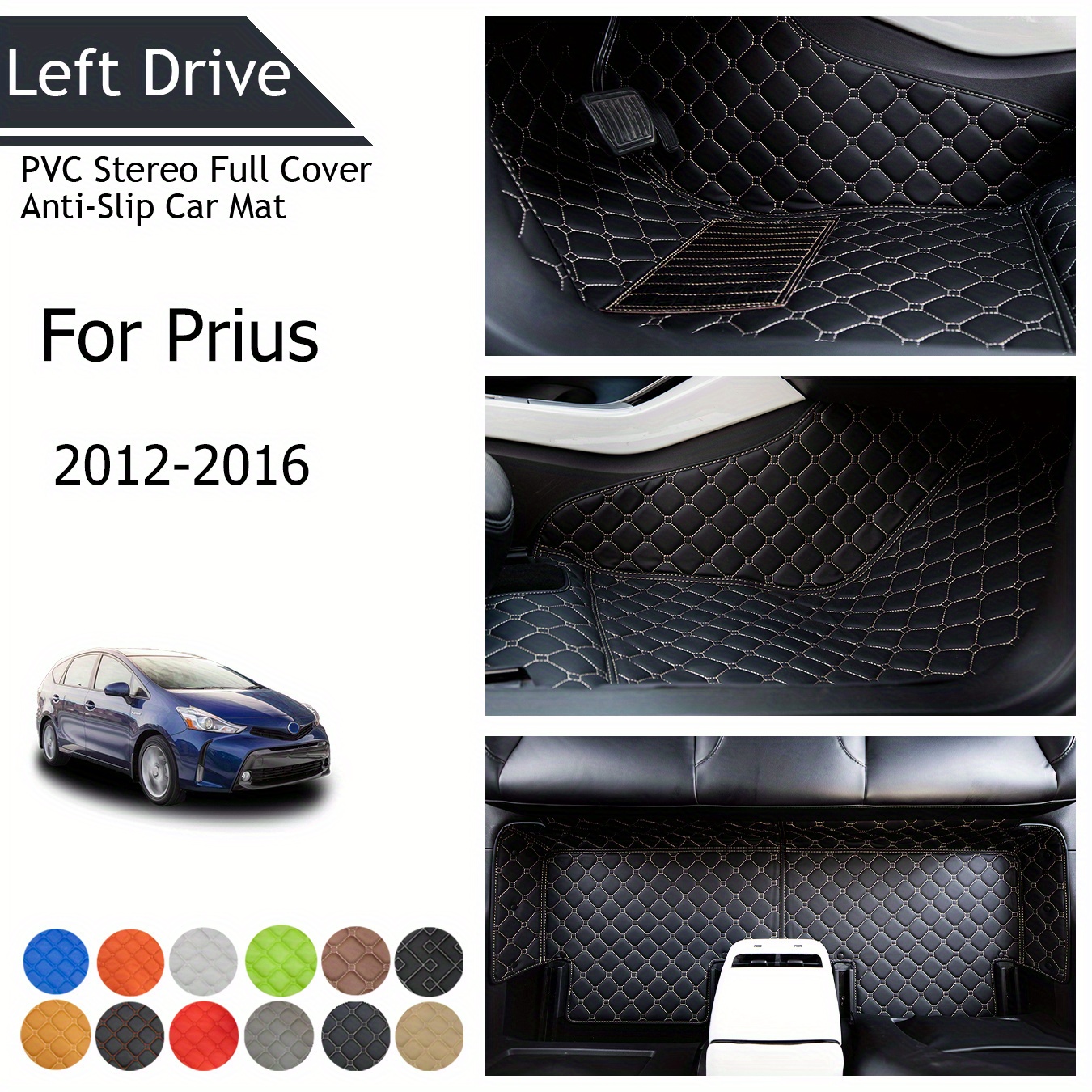 

Tegart [lhd]for Toyota For Prius 2012-2016 3 Layer Pvc Stereo Full Cover Anti-slip Car Mat