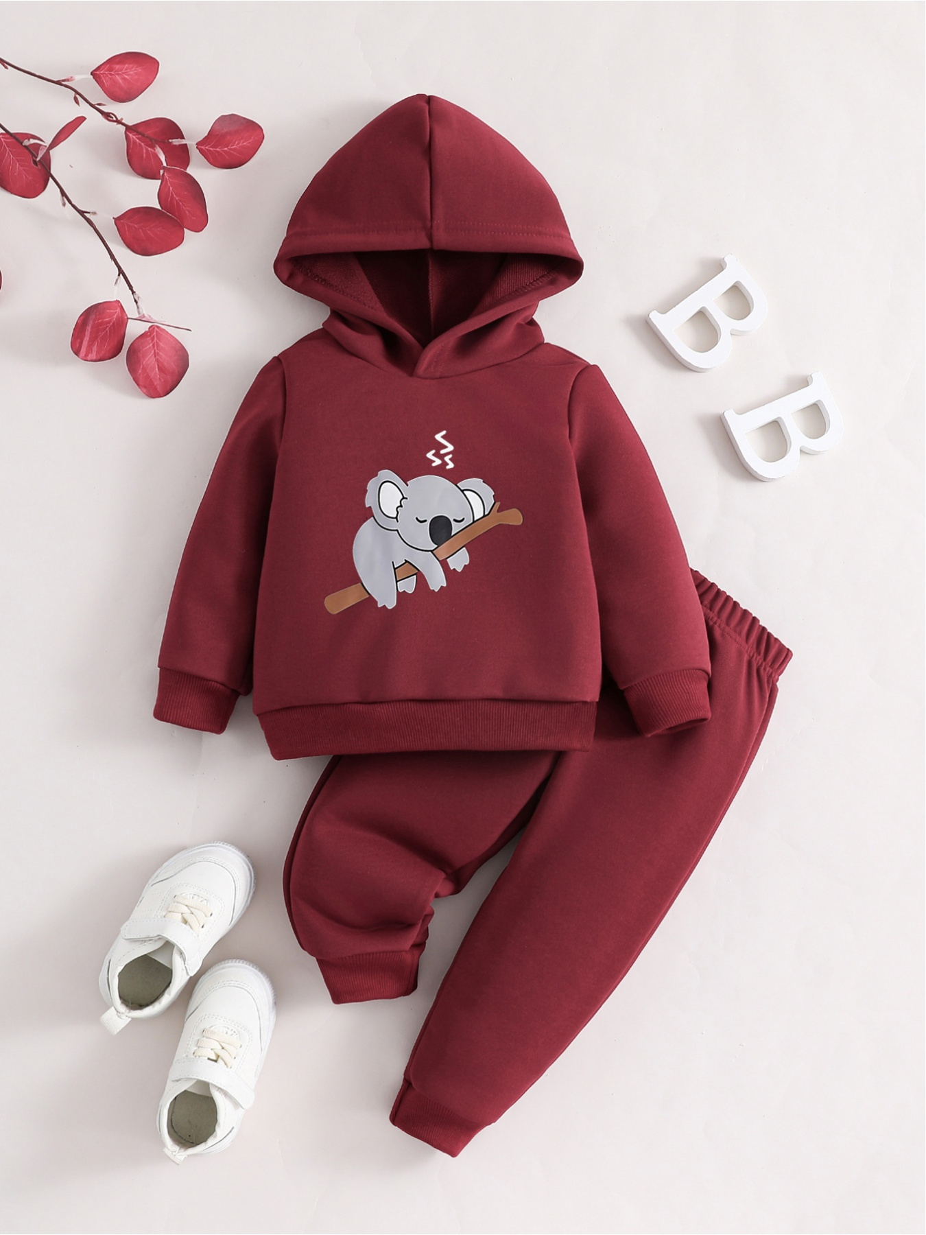 Cartoon Koala Print Pajama Set Long Sleeve Crew Neck Top - Temu
