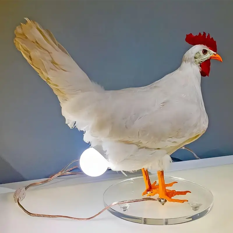chicken egg lamp lifelike resin chicken egg lamp light light up easter eggs lamp 3d led night lights the chicken lays a glowing egg with usb light white one size details 1