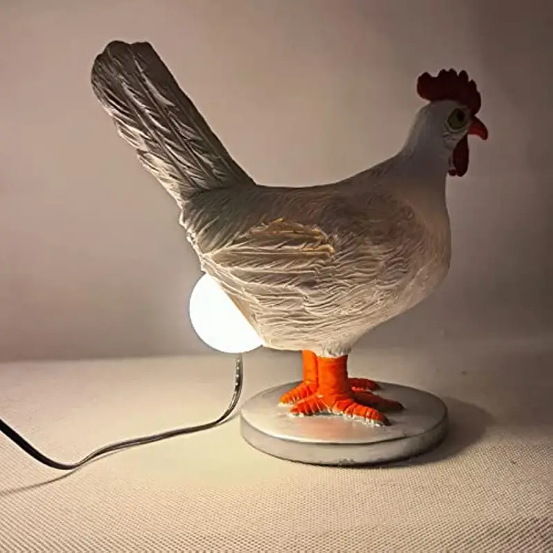 chicken egg lamp lifelike resin chicken egg lamp light light up easter eggs lamp 3d led night lights the chicken lays a glowing egg with usb light white one size details 4