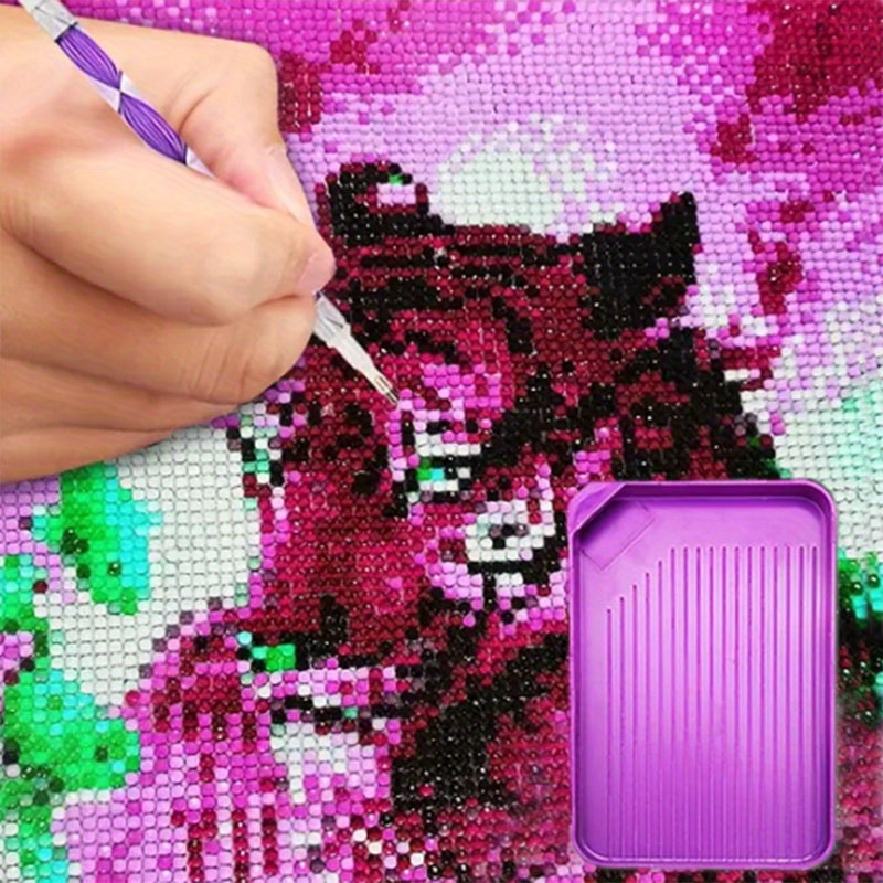 Purple Diamond Painting Tools Set With Storage Box Diy - Temu