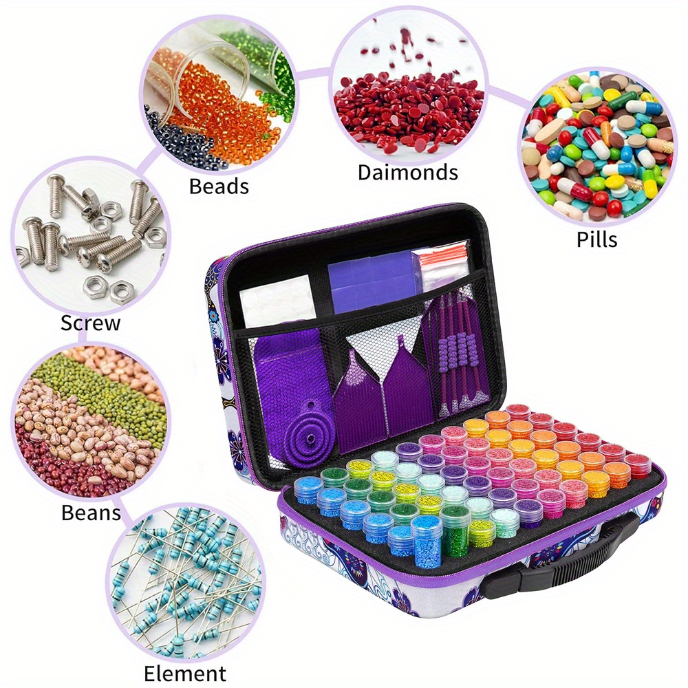 70 Slots Diamond Painting Storage Containers Case, Bead Organizer for 5D  Diamonds Art Accessories and Tools, Paintings Kit with Pen for DIY Diamond