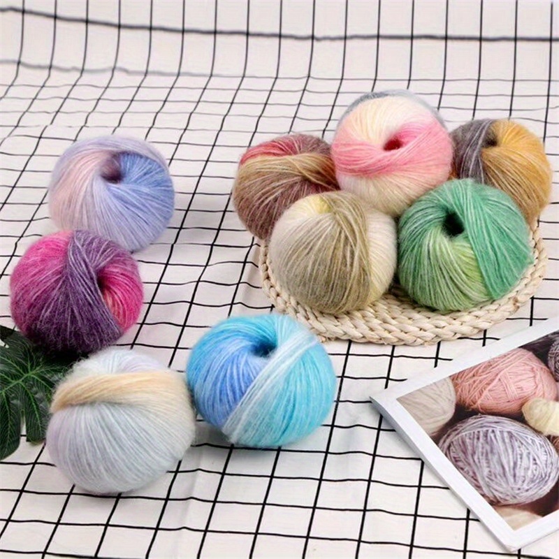  Soft Mohair Wool Knitting Yarn Lightweight Hand Knitwear Yarn  DIY Shawl Scarf Crochet Thread(White)