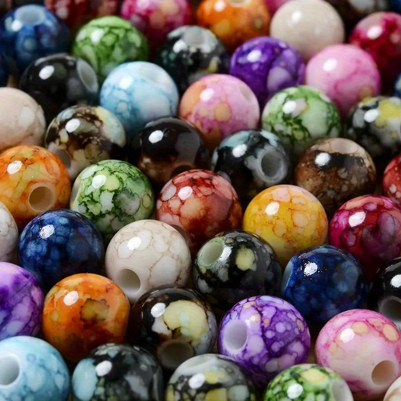 A Pack 13 Colors Spray Paint Pattern Round Beads For Jewelry Making Diy  Bracelet Necklace Phone Chain Handmade Craft Supplies - Temu