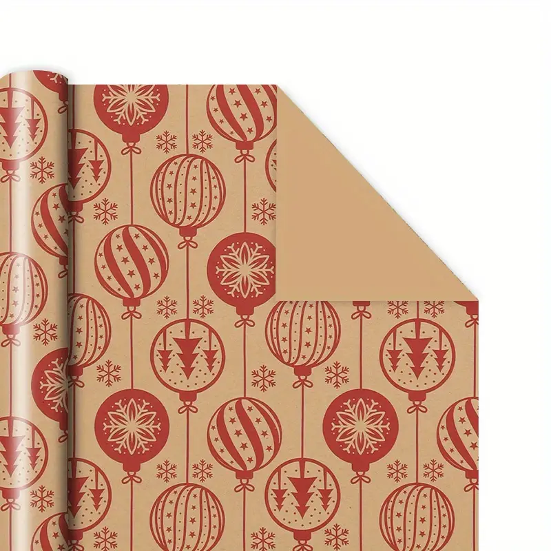 Christmas Wrapping Paper Folded Brown Kraft Paper With Red - Temu