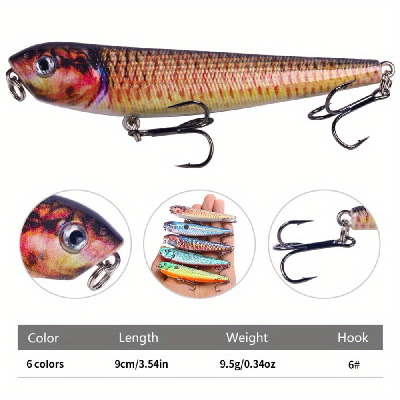 B&U 3D Metal Fishing Lure Bait, Artificial Pencil Bait With Two
