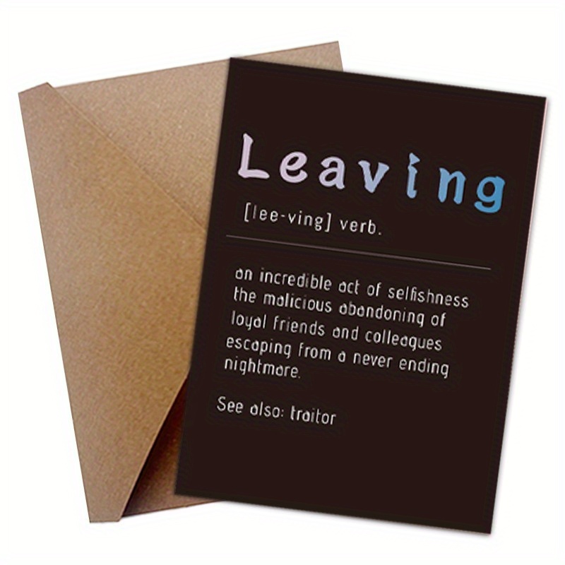 Funny Greeting Card Leaving Definition Card, Funny Leaving Card, Rude ...